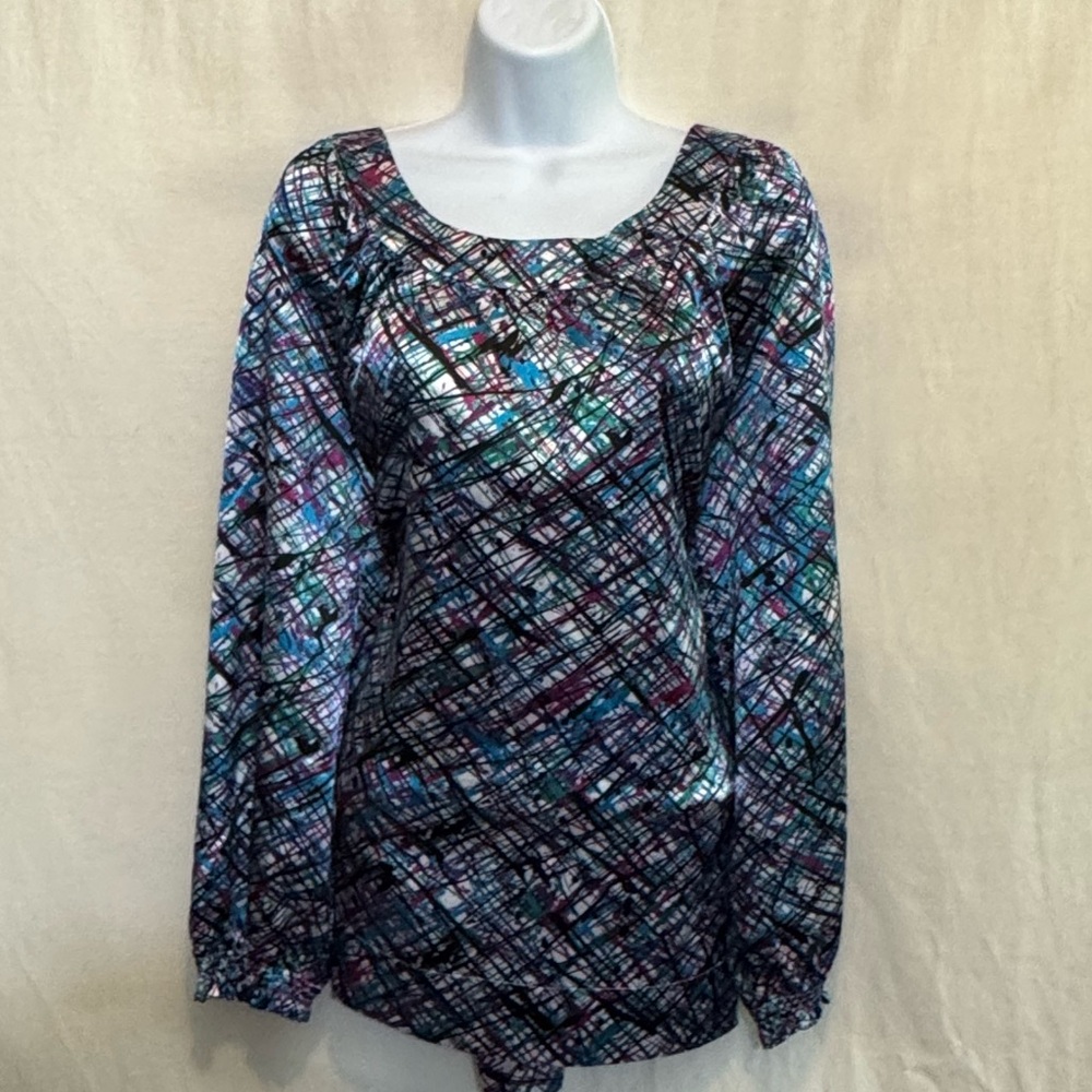 A-116 Unbranded PLUS SIZE 1X Colorful‎ Long Sleeve Pullover Blouse
